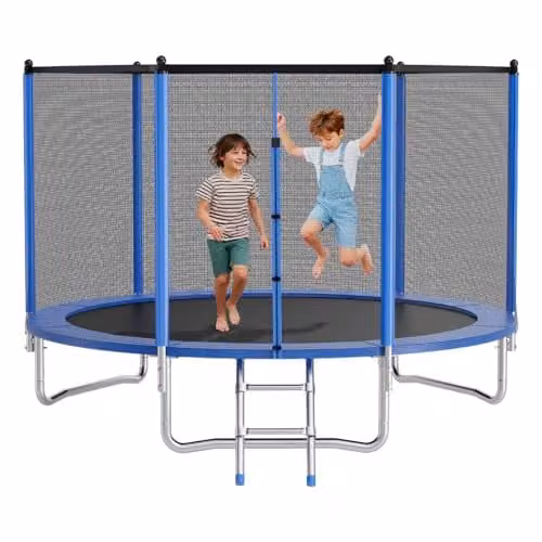 VEVOR Buitentrampoline grondtrampoline met veiligheidsnet en stalen frame, 305 x 305 cm