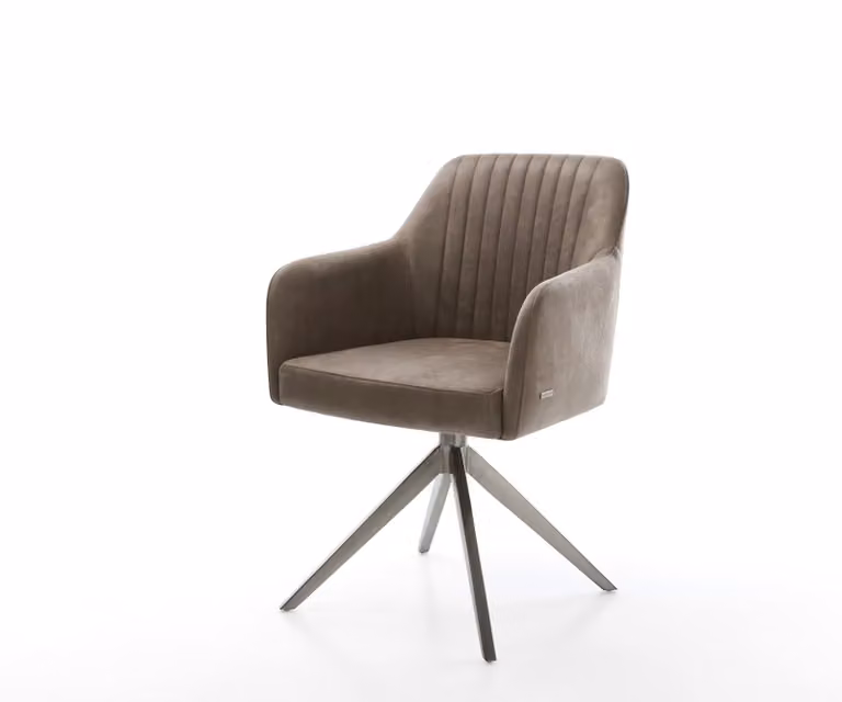 DELIFE Draaistoel Greg-Flex in microvelours taupe met grafiet kruisframe en rocker-functie