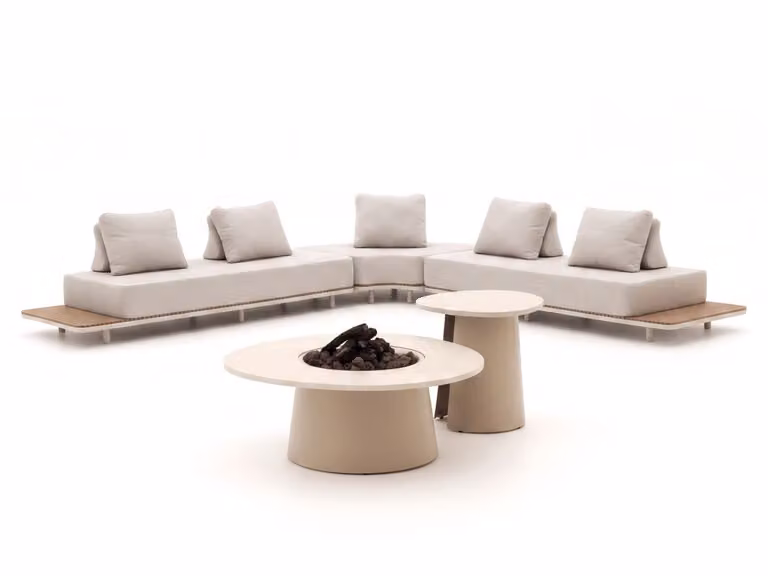 Bellagio Hoek loungeset voor 5 personen in beige polyrattan met kussens