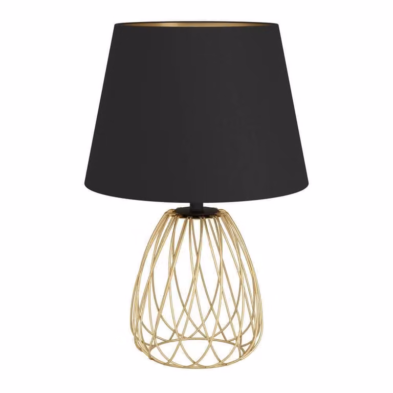 Eglo Schemerlamp Jazminia goud/messing met zwarte stoffen kap