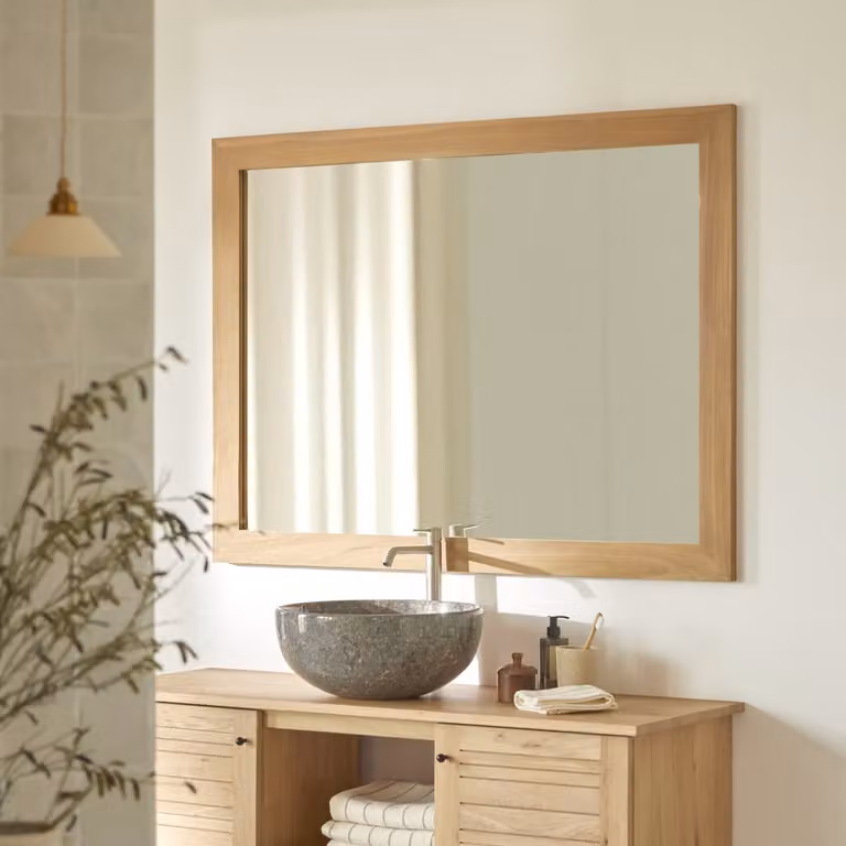 Tikamoon Moderne Rechthoekige Wandspiegel - Bruin - B: 120 cm, H: 90 cm