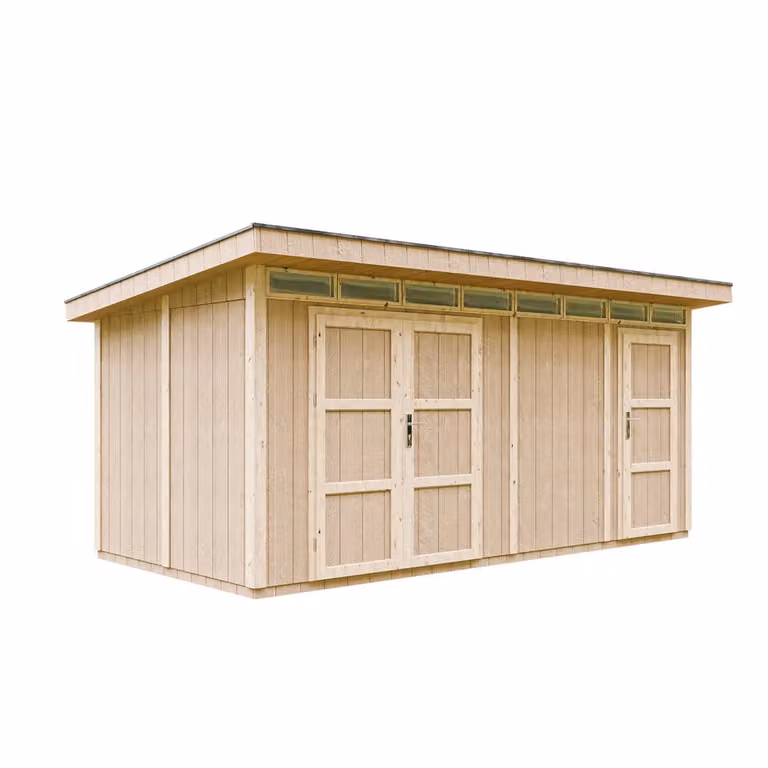 TIMBELA Tuinberging B530xL279xH237 cm Motorfietsgarage met vloer en bitumentegels Terra Bruin