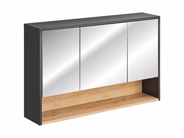 AC-Déco Badkamermeubel met spiegel en open plank, Grijs Kosmos eikenhout, Breedte: 120 cm