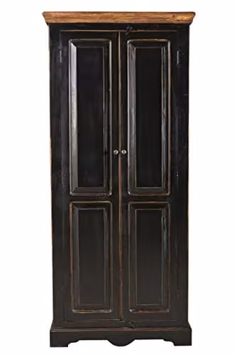 SIT-meubel Corsica kast, zwart met honingkleurige dekplaat, mango/MDF, B: 80 cm, D: 45 cm, H: 180 cm
