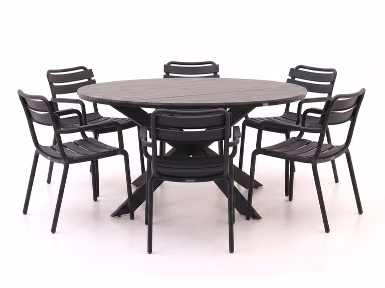Forza Furniture Diningset Forza voor 6 personen, Grijs, Modern en Stapelbaar