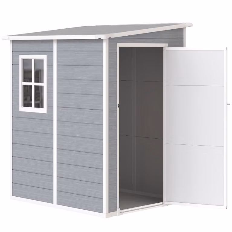 Outsunny Aluminium Tuinhuis met Venster en Schuin Dak, Grijs, B/D/H: 122 x 149 x 192/177 cm