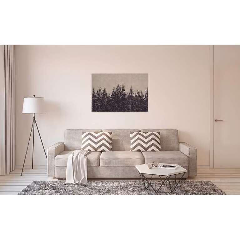 home24 Black Forest wanddecoratie in beige en zwart, 90 x 60 cm