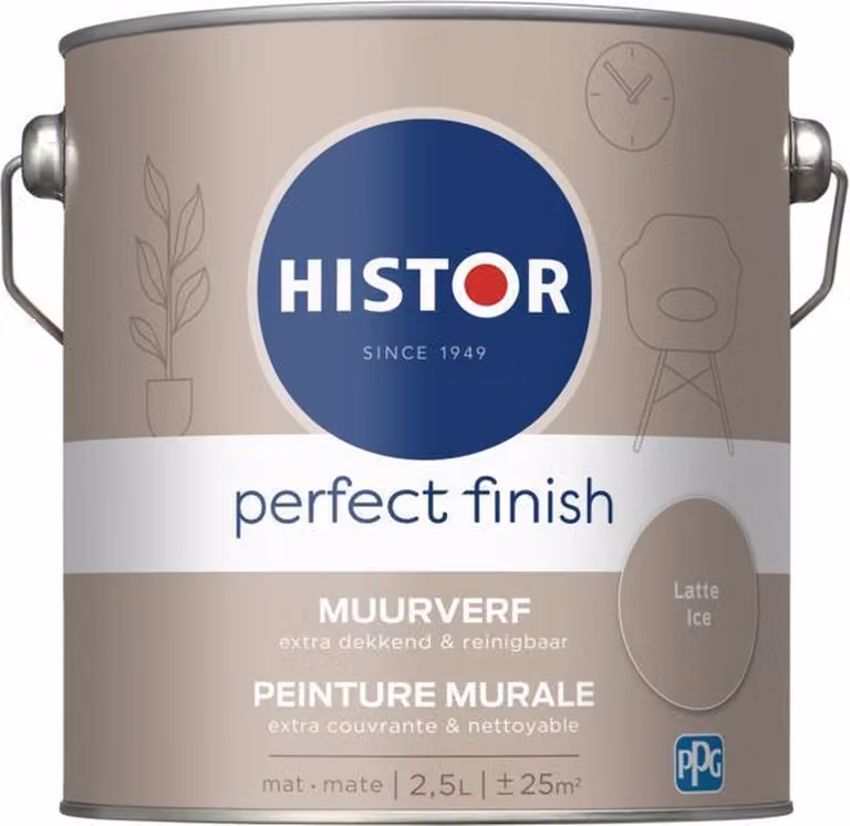 Histor Perfect Finish Muurverf Mat - Latte Ice - Beige - 2,5 l