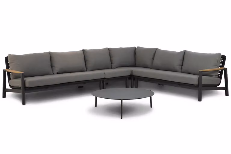Coco Ralph/Pacific 5-delige hoek loungeset met aluminium frame en grijze kussens, 100 cm