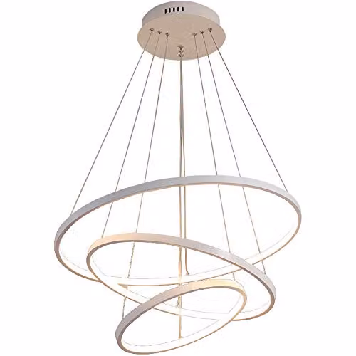 Eurohandisplay 2130White-3 LED hanglamp met 3 ringen, wit en zwart, B/D/H: 80 x 60 x 40 cm