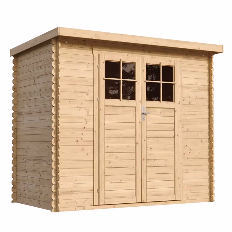Timbela M310F+M310G Houten Tuinhuis met geïmpregneerde vloer en afsluitbare deur, Breedte: 142 cm, Diepte: 239 cm, Hoogte: 200 cm