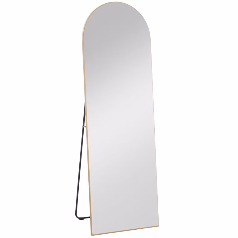 HOMCOM Staande spiegel voor het hele lichaam, grote randloze wandspiegel voor de woonkamer, goudkleurig, 50 x 150 cm