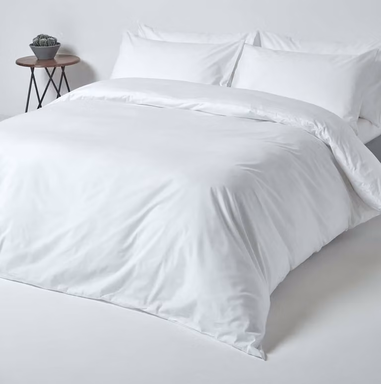 Homescapes Dekbedovertrek Lits-jumeaux Wit 100% Egyptisch Perkal Katoen 200 TC inclusief 2 Kussenslopen B/D: 230 x 220 cm