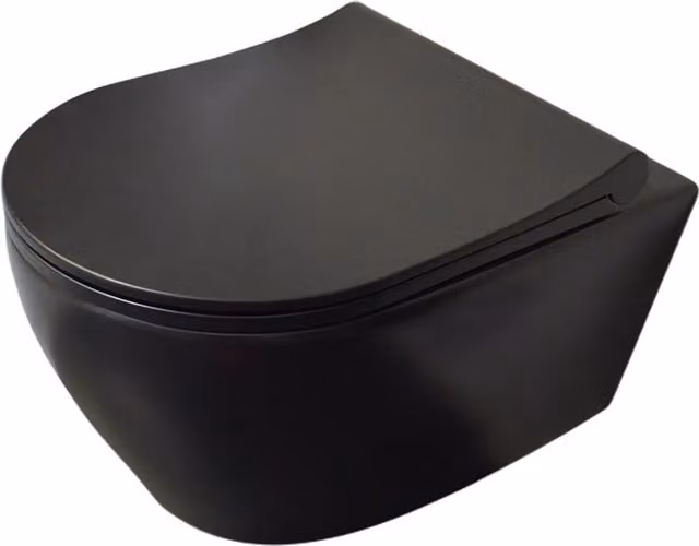 Belvit Wandtoilet met taharet- en bidetfunctie, zwart mat, zonder spoelrand, inclusief soft-close deksel