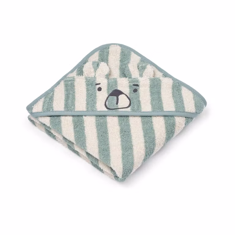 Liewood Albert handdoek met capuchon Peppermint-crème de la crème 70 x 70 cm