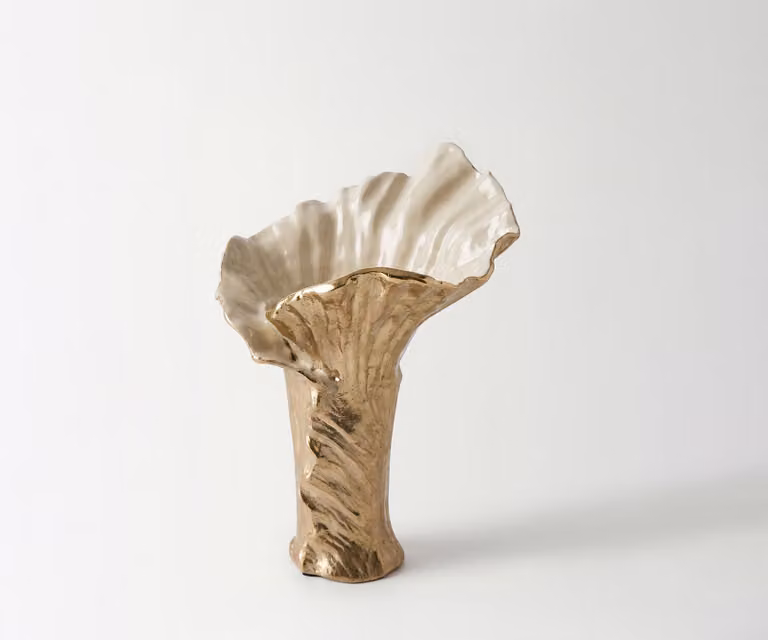 DELIFE Vaas Floris Handgemaakt Aluminium Champagner Ivory B: 31 cm, D: 30 cm, H: 42 cm