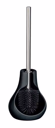 Wenko Drop Neo Keramisch WC-garnituur met toiletborstel, zwart, B: 14 cm, D: 40 cm, H: 13,5 cm