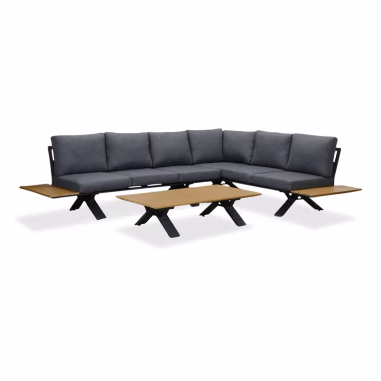 LUX outdoor living Genova hoek loungeset voor 6 personen, 3-delig, aluminium en polywood, antraciet, 308 x 234 cm