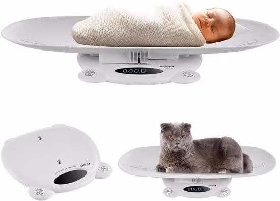 Ecosa 3-in-1 Digitale Dieren en Personenweegschaal - Wit - Capaciteit 120 kg