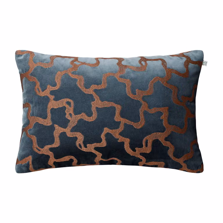 Chhatwal & Jonsson Chand kussenhoes Sea blue-cognac 40 x 60 cm