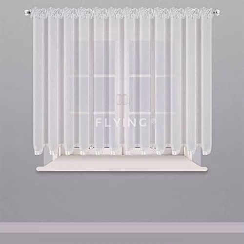 FKL DESIGN Home Deco Voile Gordijn met Plooitape, Wit, Breedte: 150 cm, Lengte: 600 cm