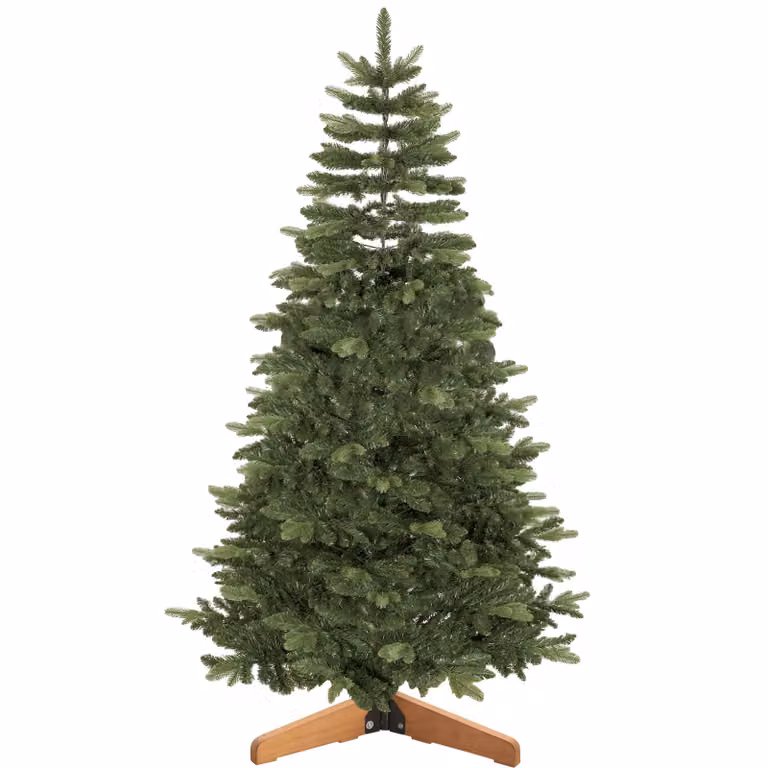 HOMCOM Kunstkerstboom 180 cm, Groen, Vol model met scharnierende takken en houten standaard