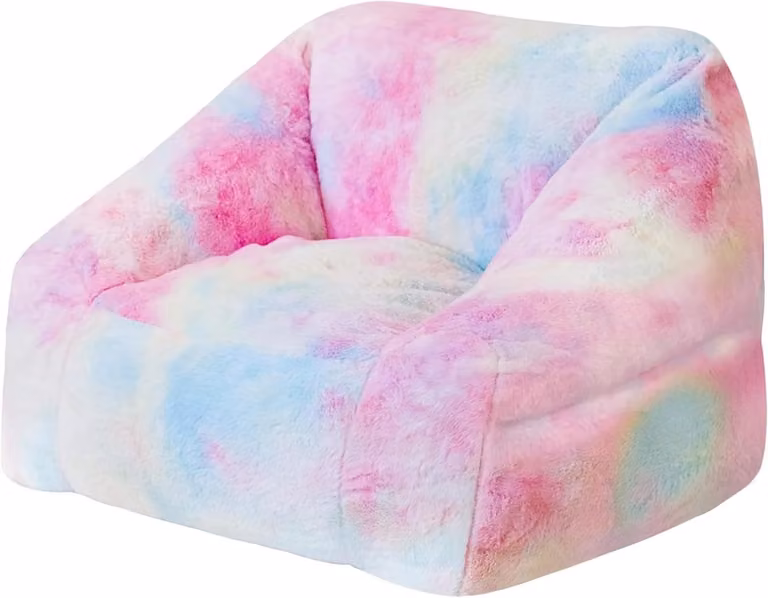 Zitzak Stoel voor Kinderen in Regenboogkleuren, Volledig Gevuld, Diepte: 70 cm