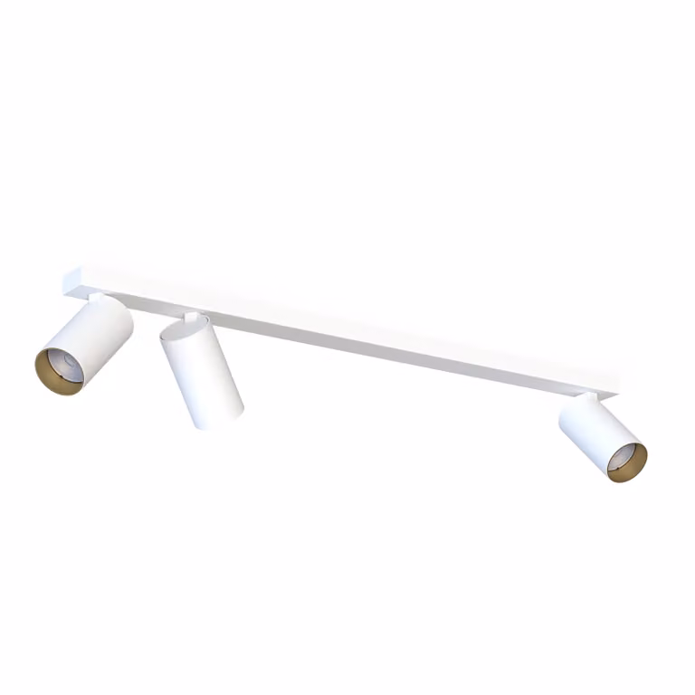 Lyora 3-lichts opbouwspot Mono wit met gouden binnenkant