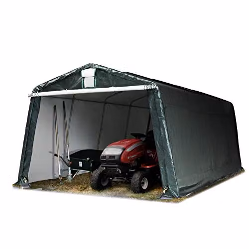 TOOLPORT Garagentent carport met PE 450 N zeil en stalen frame, donkergroen, 3,3 x 6,2 m
