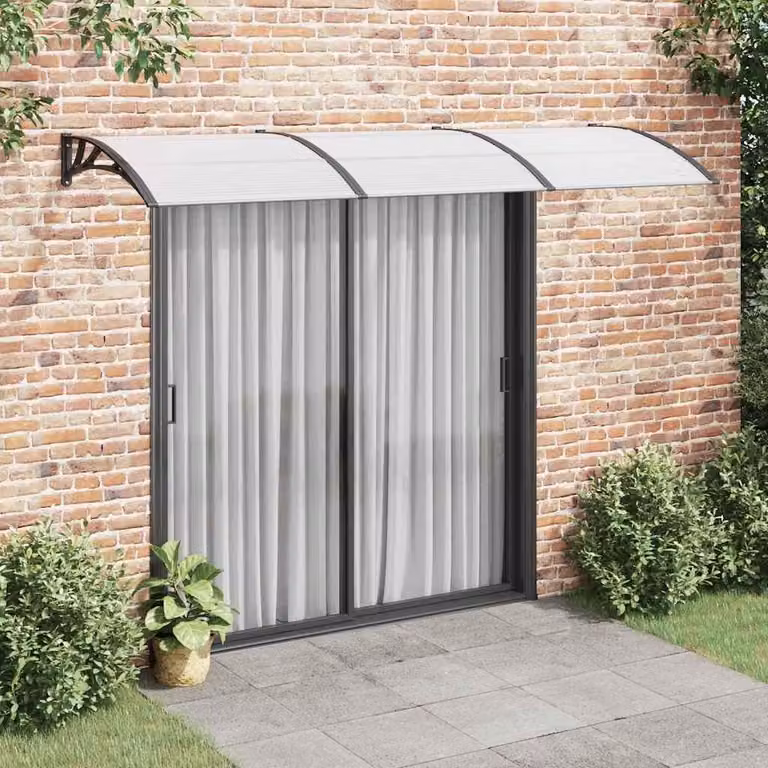 vidaXL Overkapping voor deur, zwart en transparant, 300 x 75 cm, polycarbonaat