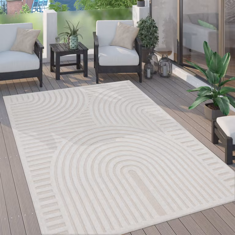 Paco Home Buitentapijt met Boho en Scandinavisch Design, Rond, 200 cm