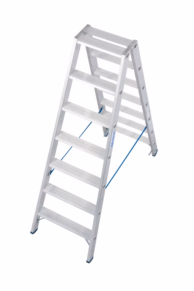 Krause Trap met Dubbele Leuning, Aluminium, 2x7 Treden