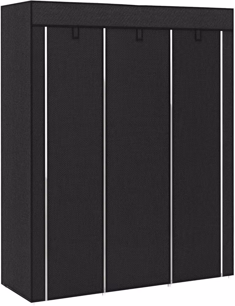 Inklapbare Stoffen Kledingkast met Kledingstang en 8 Niveaus, Lichtgrijs, B/D/H: 125 x 43 x 162,5 cm