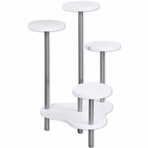 Kesper Bloemenstandaard Wit Metaal en Houtlook B: 46,0 cm, D: 44,0 cm, H: 72,5 cm