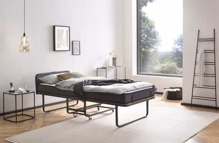 Vouwbed GB100 met hoofdbord en metalen frame, 90 x 200 cm