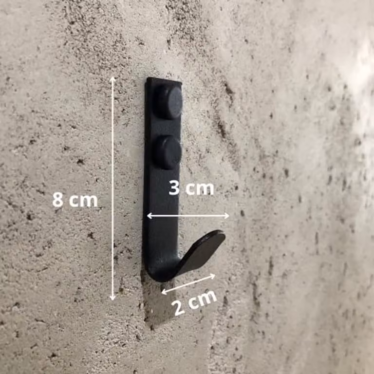 Set van 5 zwarte matte wandhaken van staal voor kleding en sleutels - 8 cm