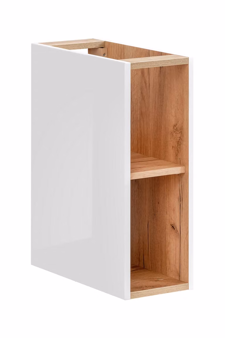 AC-Déco Badkamermeubel onder de wastafel met open plank, wit glanzend met gouden eikenfineer