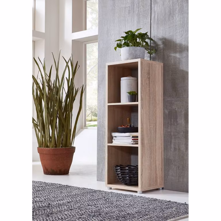 home24 Open kast Nernier III in Beige/Sonoma eikenhouten look, B: 109 cm, D: 33 cm, H: 38 cm