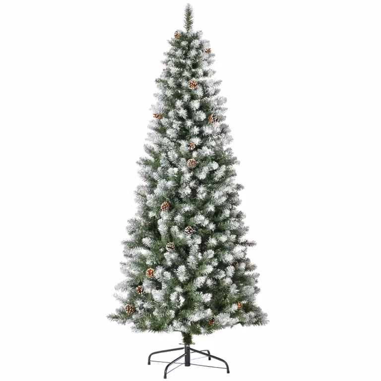 HOMCOM Kunstkerstboom met 630 takken, 37 dennenappels en sneeuw-effect, 180 cm hoog