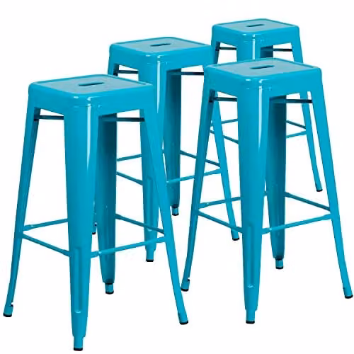 Flash Furniture Kai Barkruk voor professionals, commerciële kwaliteit, Crystal Teal-Blue, Hoogte: 76,2 cm