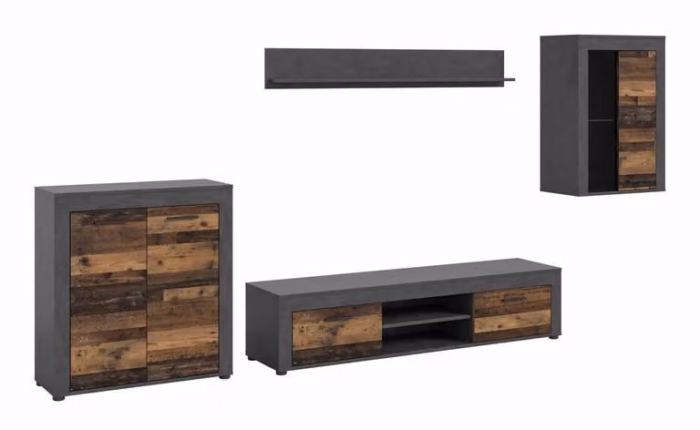 Jam Living Combinatie Matera NB in Oud Hout, B/D/H: 35 x 169 x 330 cm