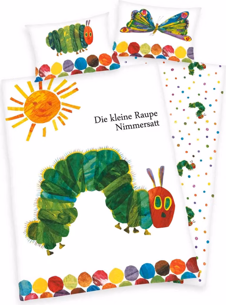 Dekbedovertrek Raupe Nimmersatt voor kinderen, 100 x 135 cm