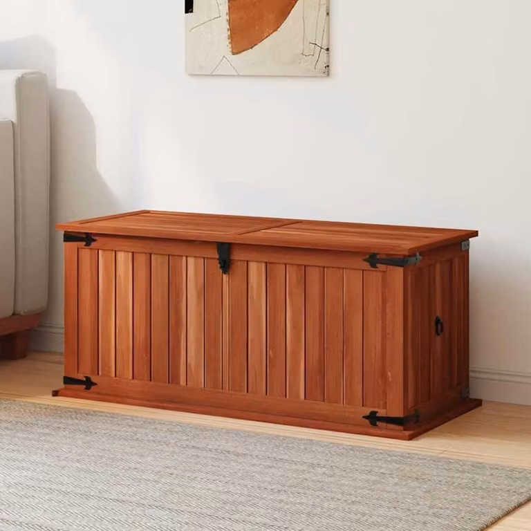 Handgemaakte houten opbergkist in bruin voor de woonkamer, slaapkamer of hal - B/D/H: 90 x 45 x 40 cm