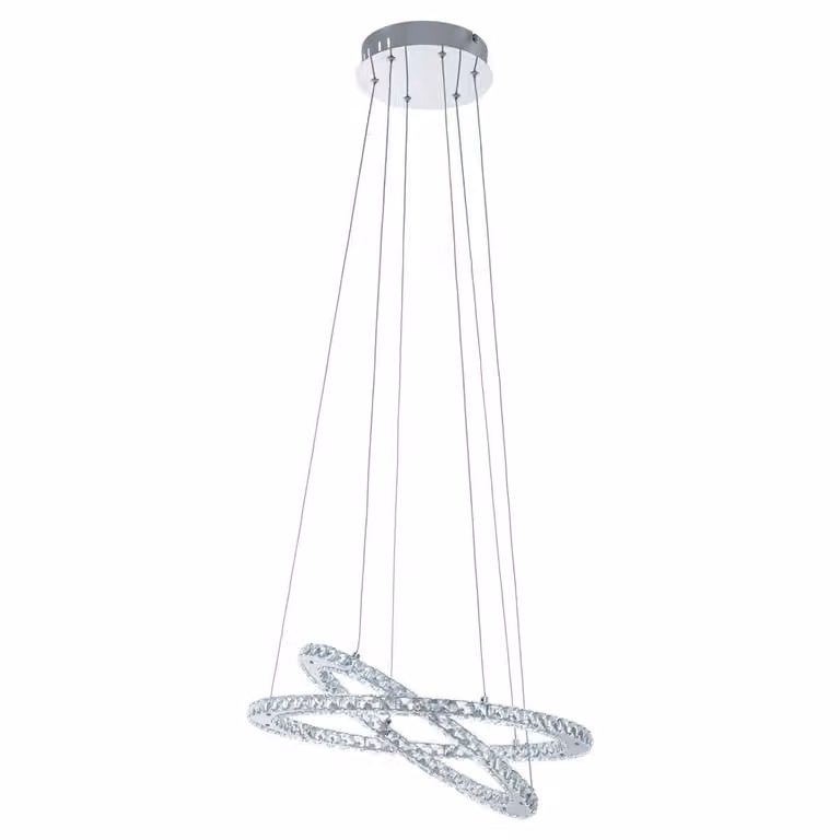 Eglo Varrazo LED Hanglamp Zilver en Transparant met Kristalglas, Diameter: 55 cm