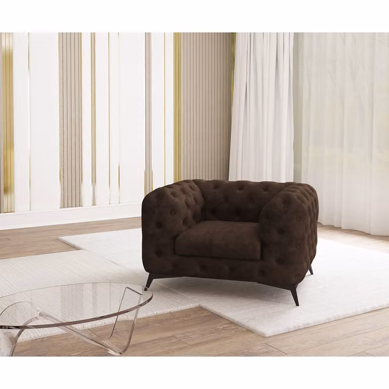 home24 Priya Fauteuil Bruin Microvezel B: 125 cm, D: 73 cm, H: 100 cm