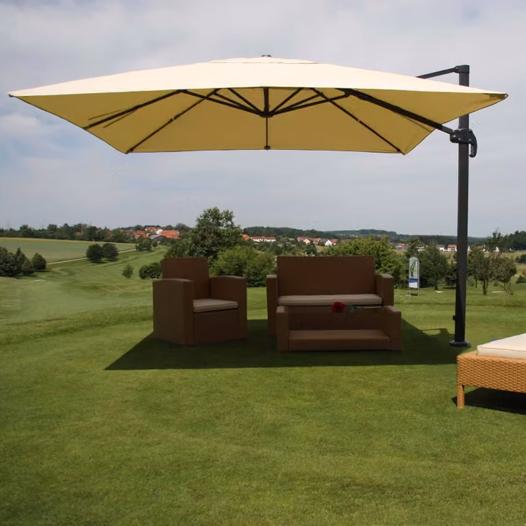 Mendler Gastronomie-scherm met pergola HWC-A96, Crème, B: 3 x D: 4 m (Diameter: 5 m)