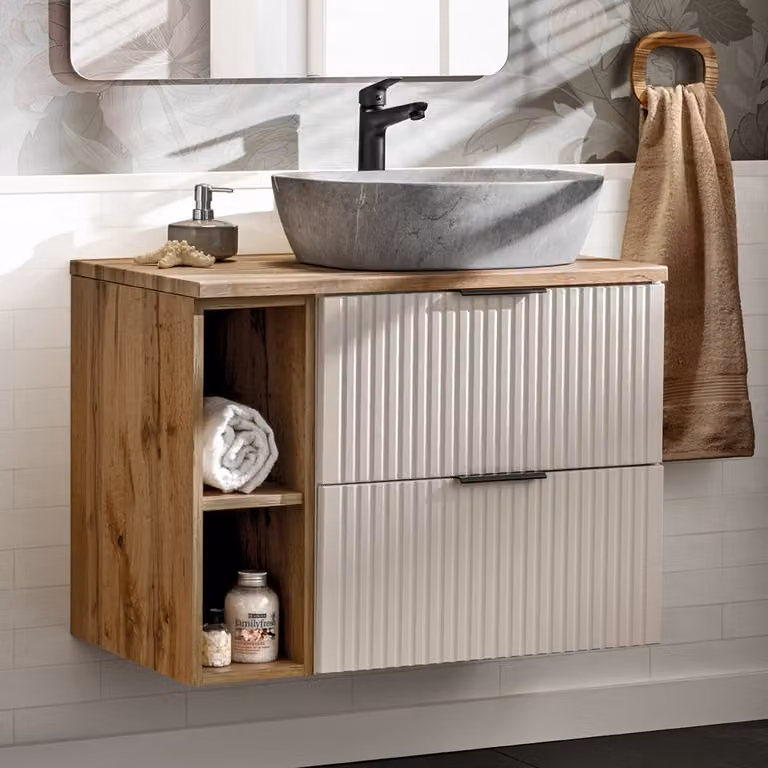 Lomadox Wastafel voor in de badkamer, Kasjmier en Eik