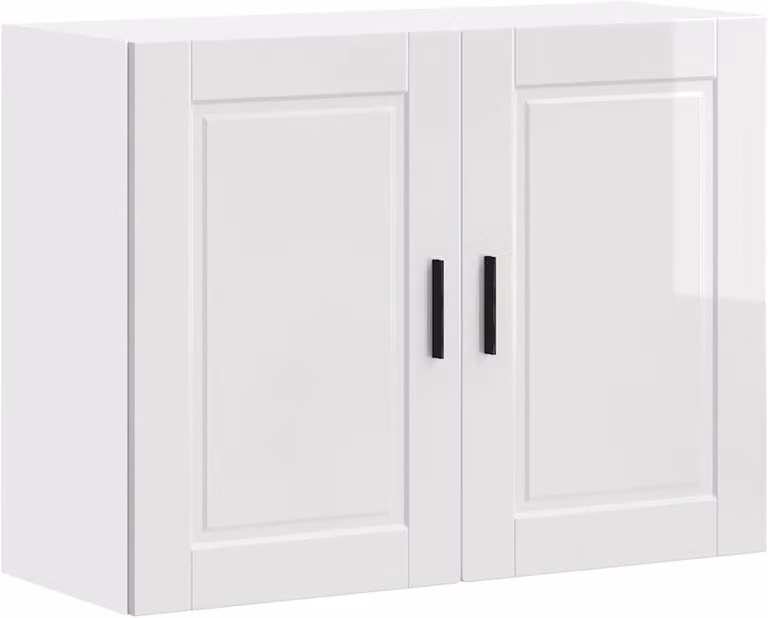 Hangende keukenkast met hoogglans afwerking in wit - B/D/H: 80 x 60 x 31 cm