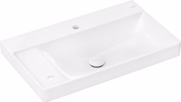 Wastafel Xelu Q model m 2 HL o ÜL met linkse opbergruimte, wit, B: 80 cm, D: 48 cm