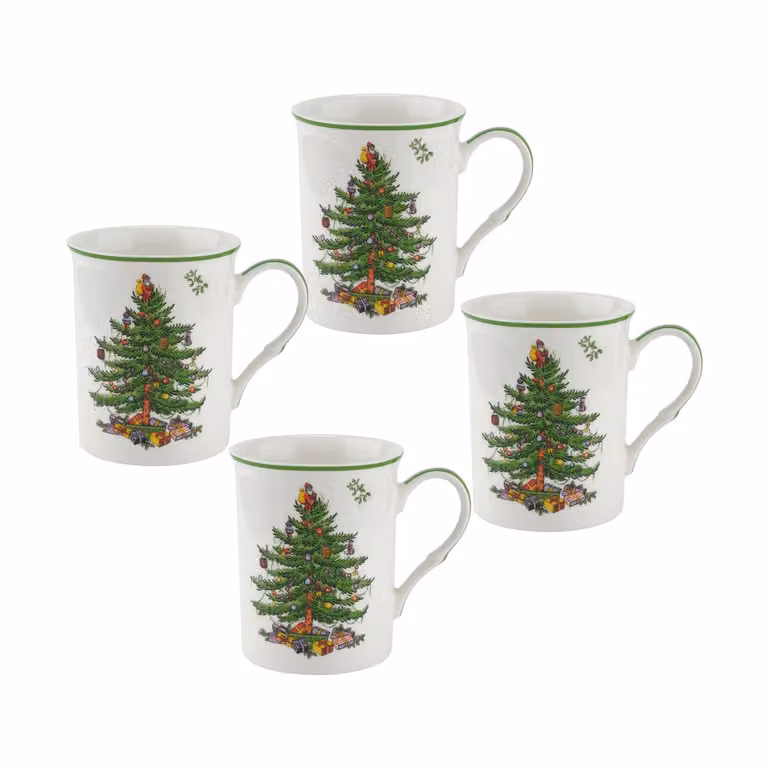 Spode Christmas Tree mokken 34 cl set van 4 wit-groen-rood